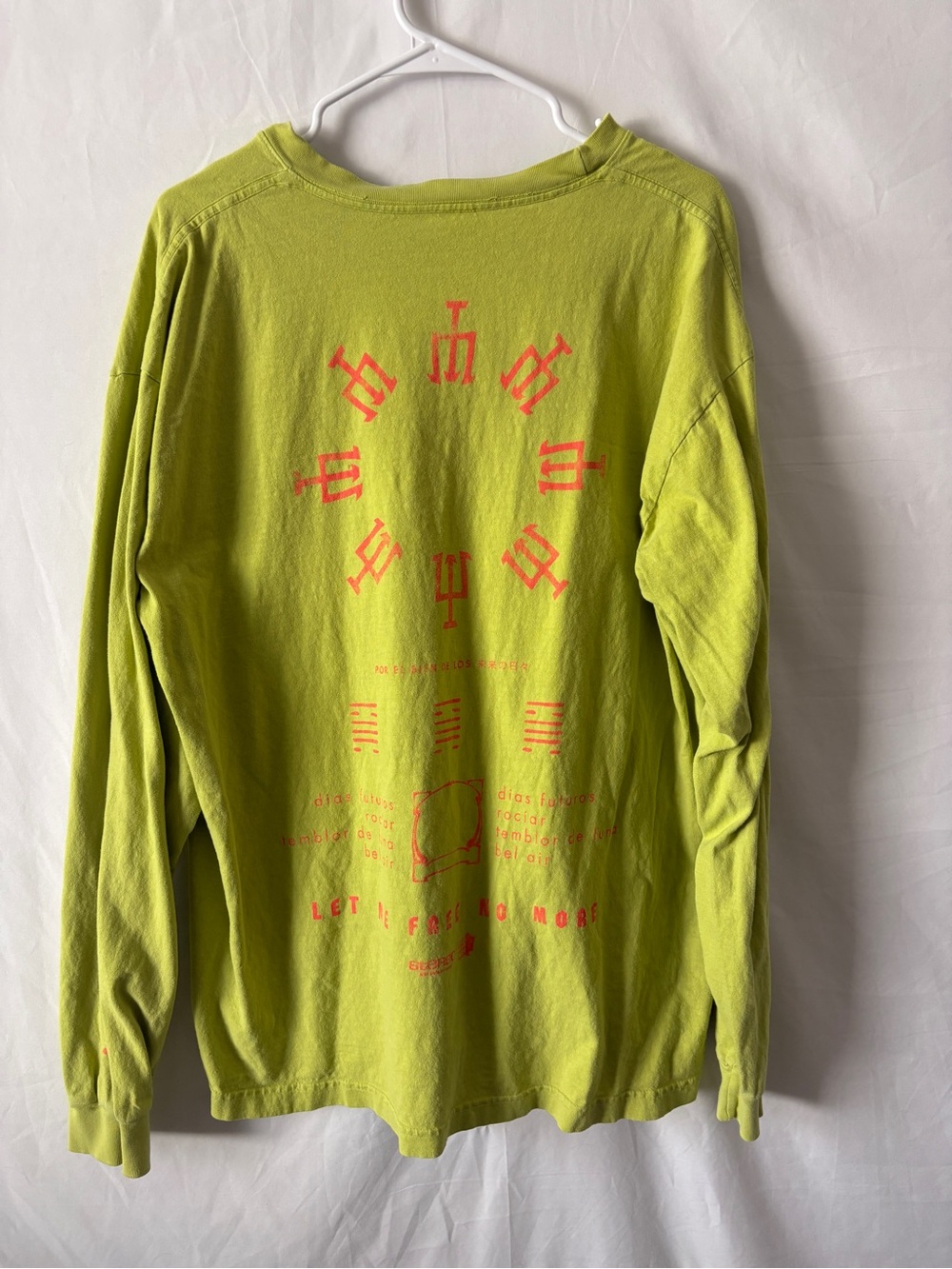 Crimewave Lime Green Graphic Long Sleeve Rare Streetwear Pocket Tee